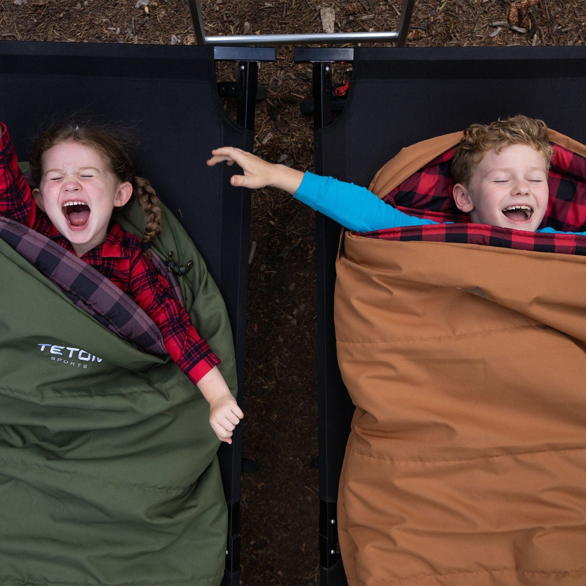 Teton Sports Li'l Bridger -18˚c/0˚f Canvas Sleeping Bag for Kids in Green and Rose