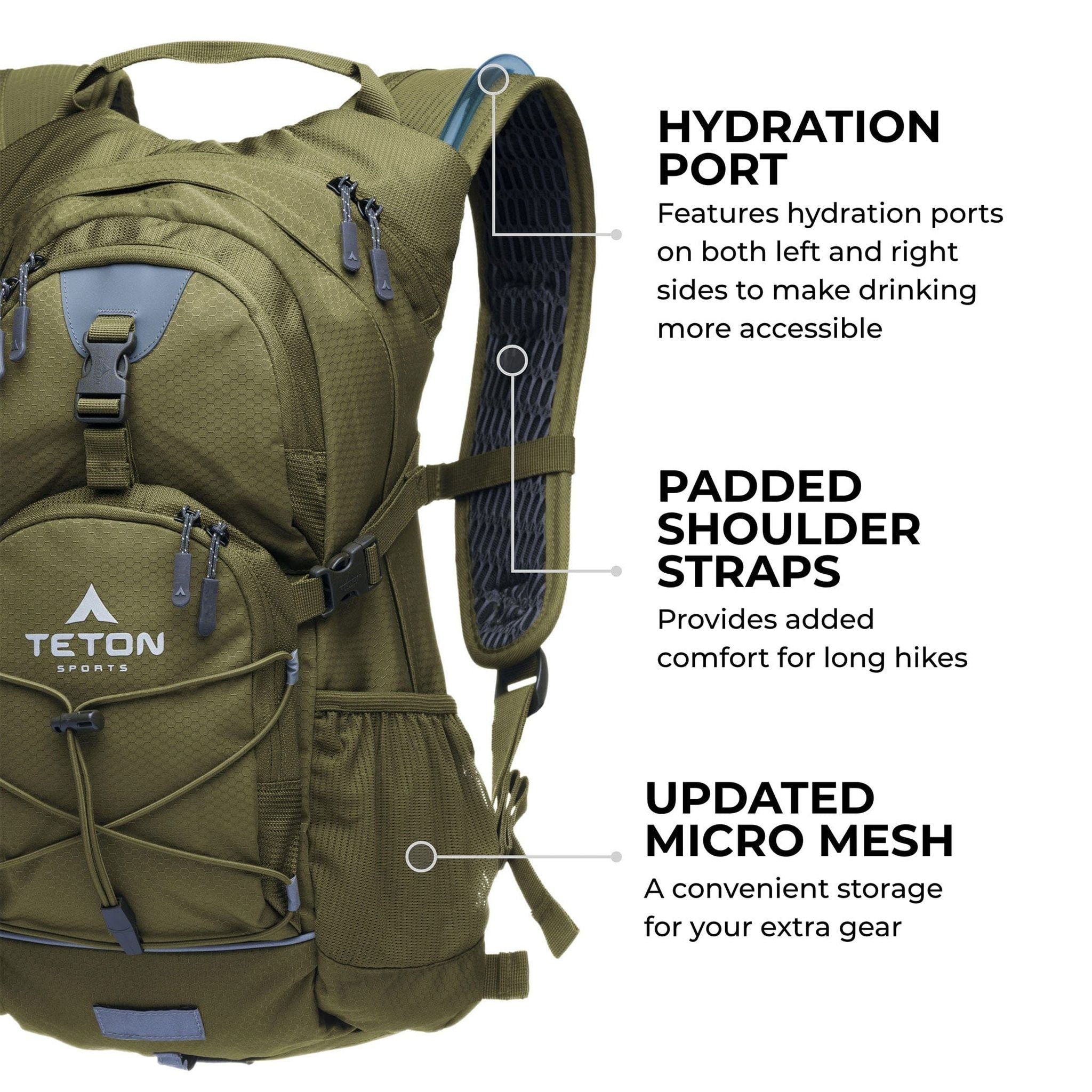 Teton Sports Oasis 18l Hydration Daypack with 2l Bladder in Olive