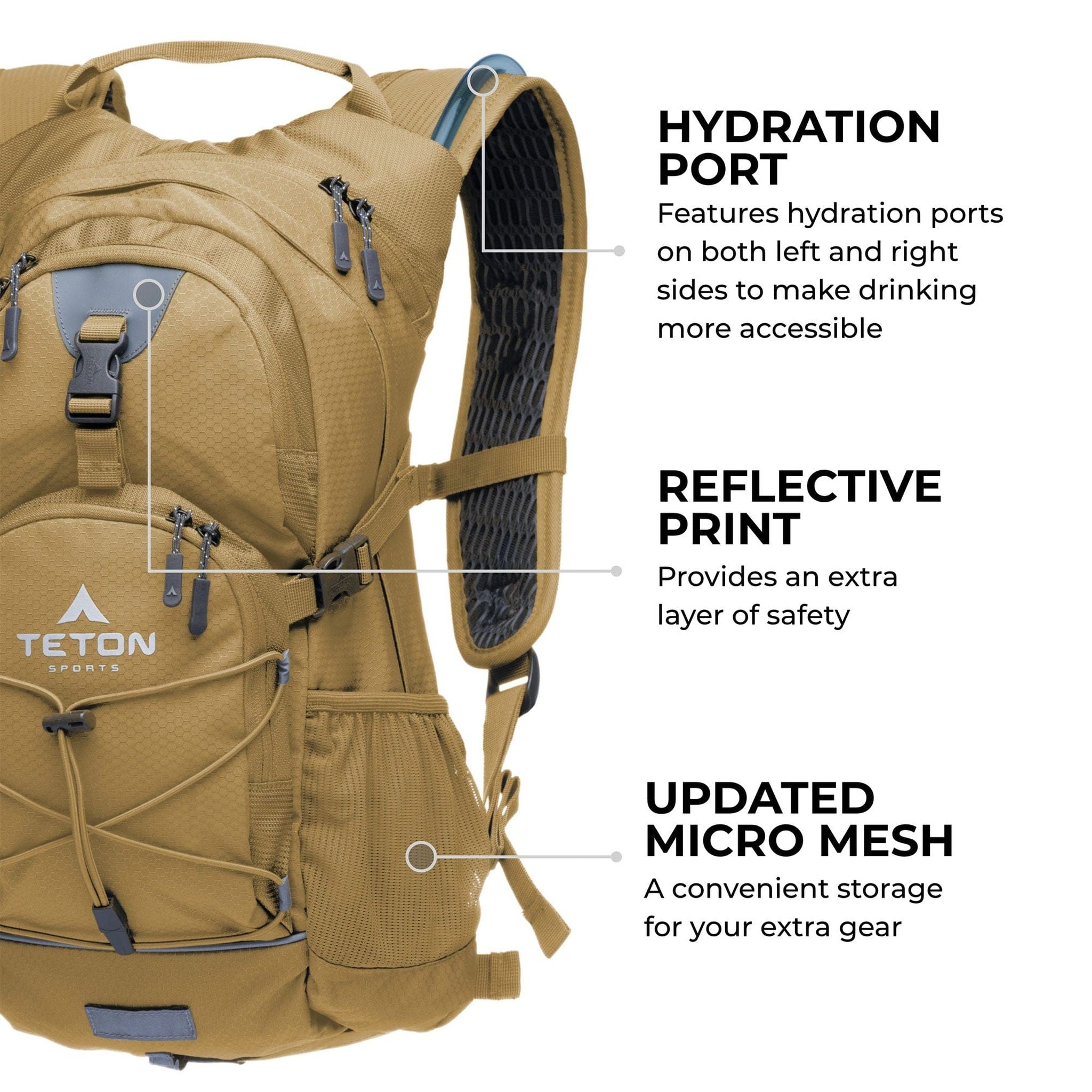 Teton Sports Oasis 22l Hydration Backpack with 3l Bladder in Buck Brown