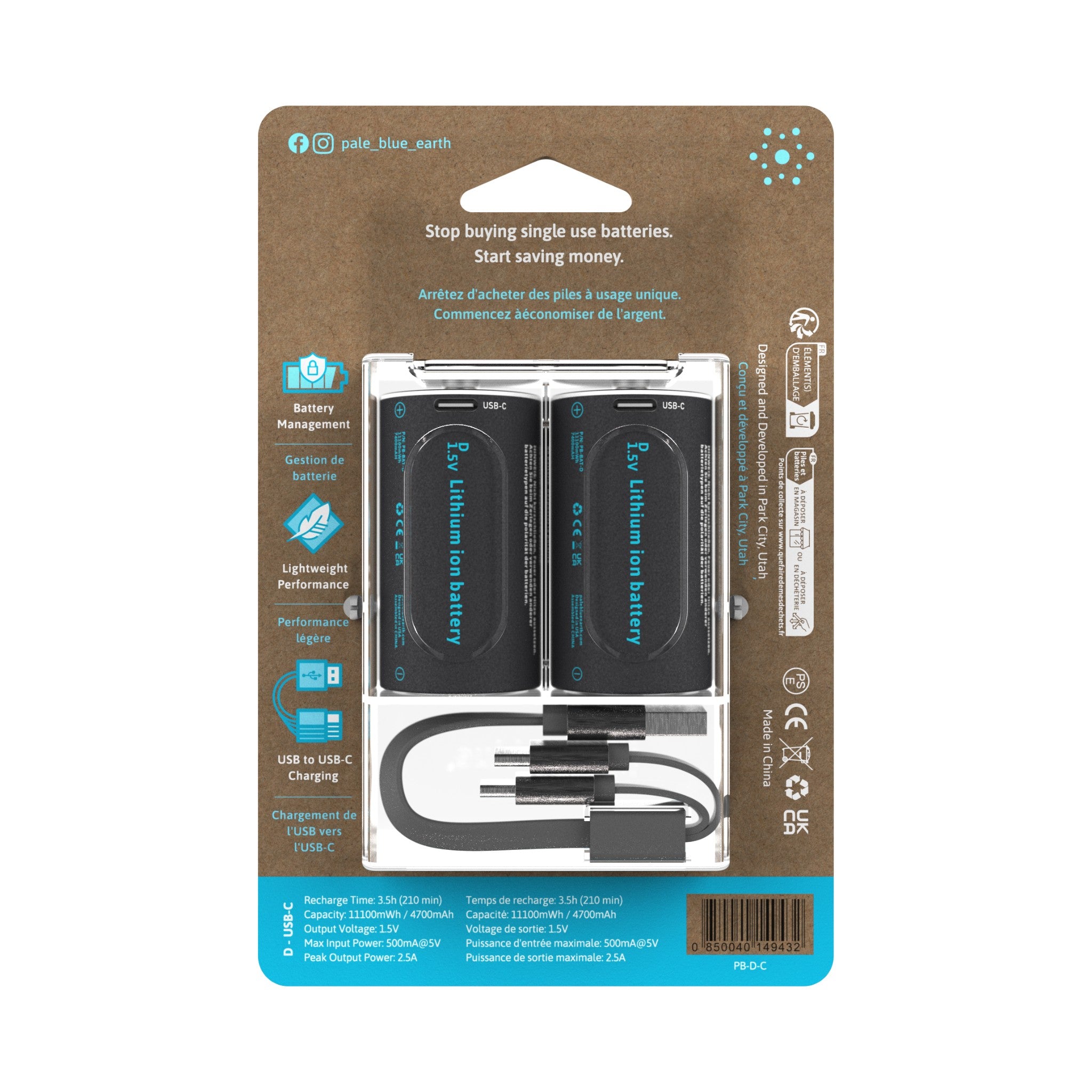 Paleblue D USB Rechargeable Smart Batteries