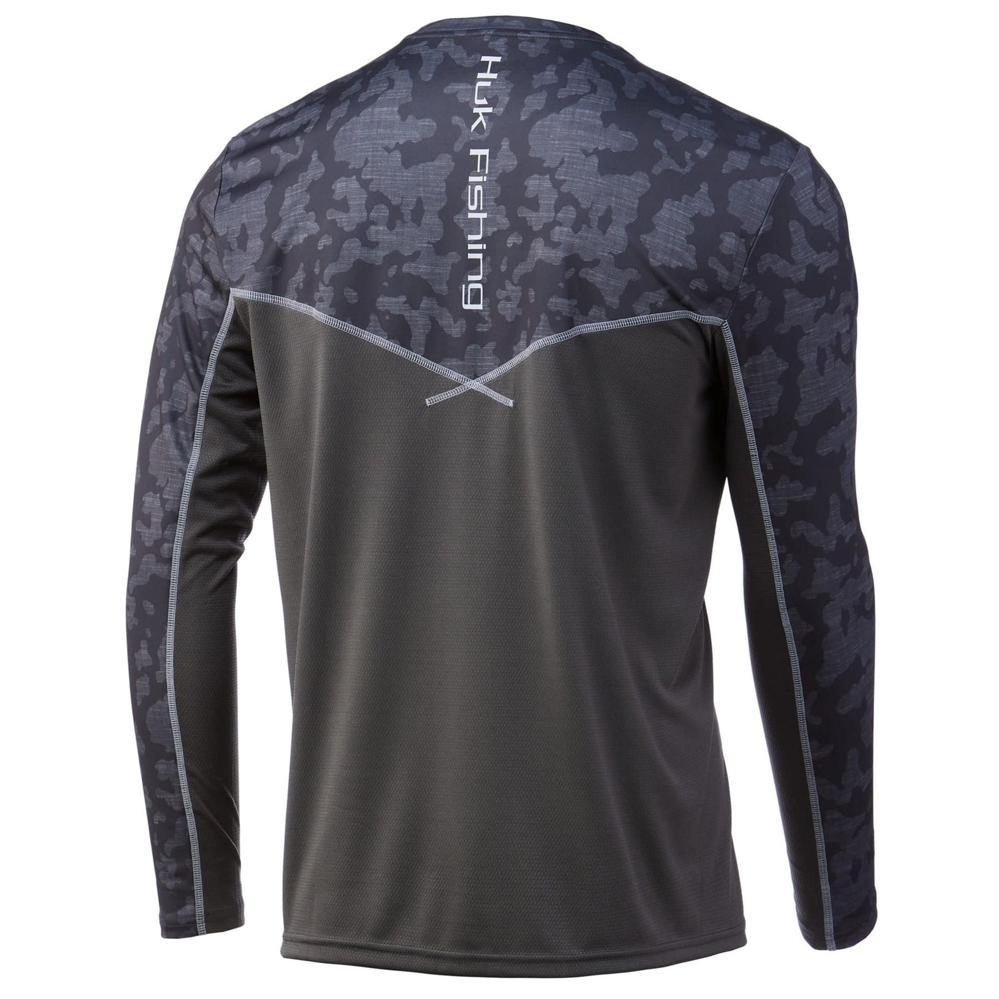 HUK Icon X Running Lakes Long Sleeve Top Volcanic Ash Dark Grey