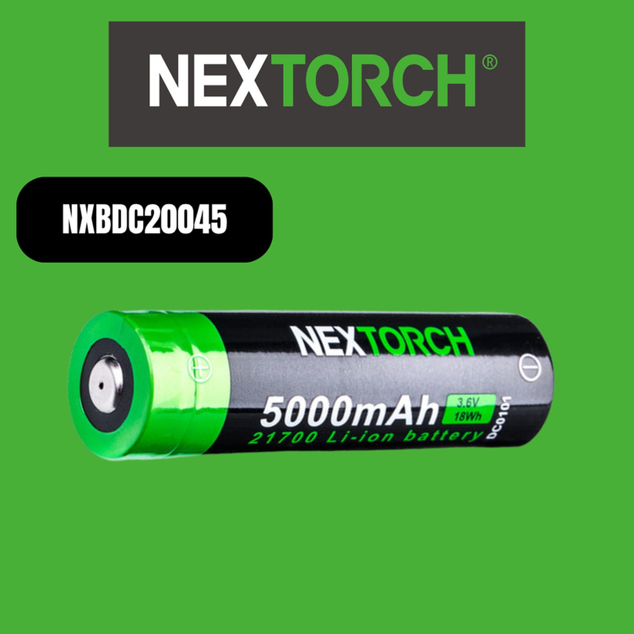Nextorch 21700 Rechargeable Lithium Battery 5000 MaH, USBC Charge