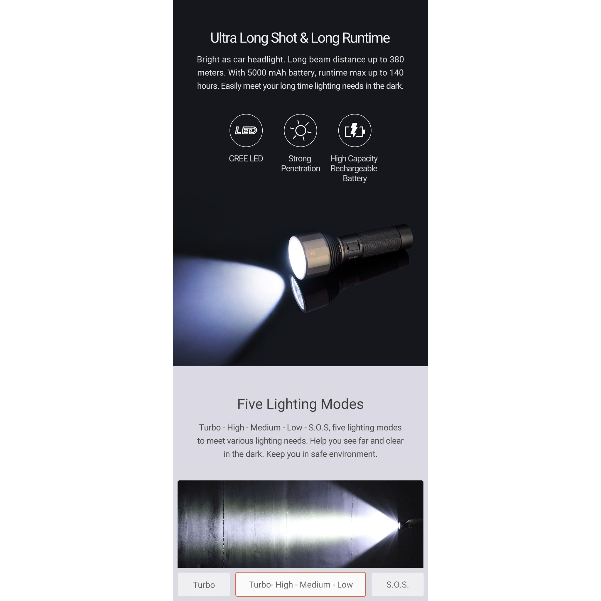 Nextorch E30 Rechargeable Flashlight - 2000 Lumen Long-Range Torch