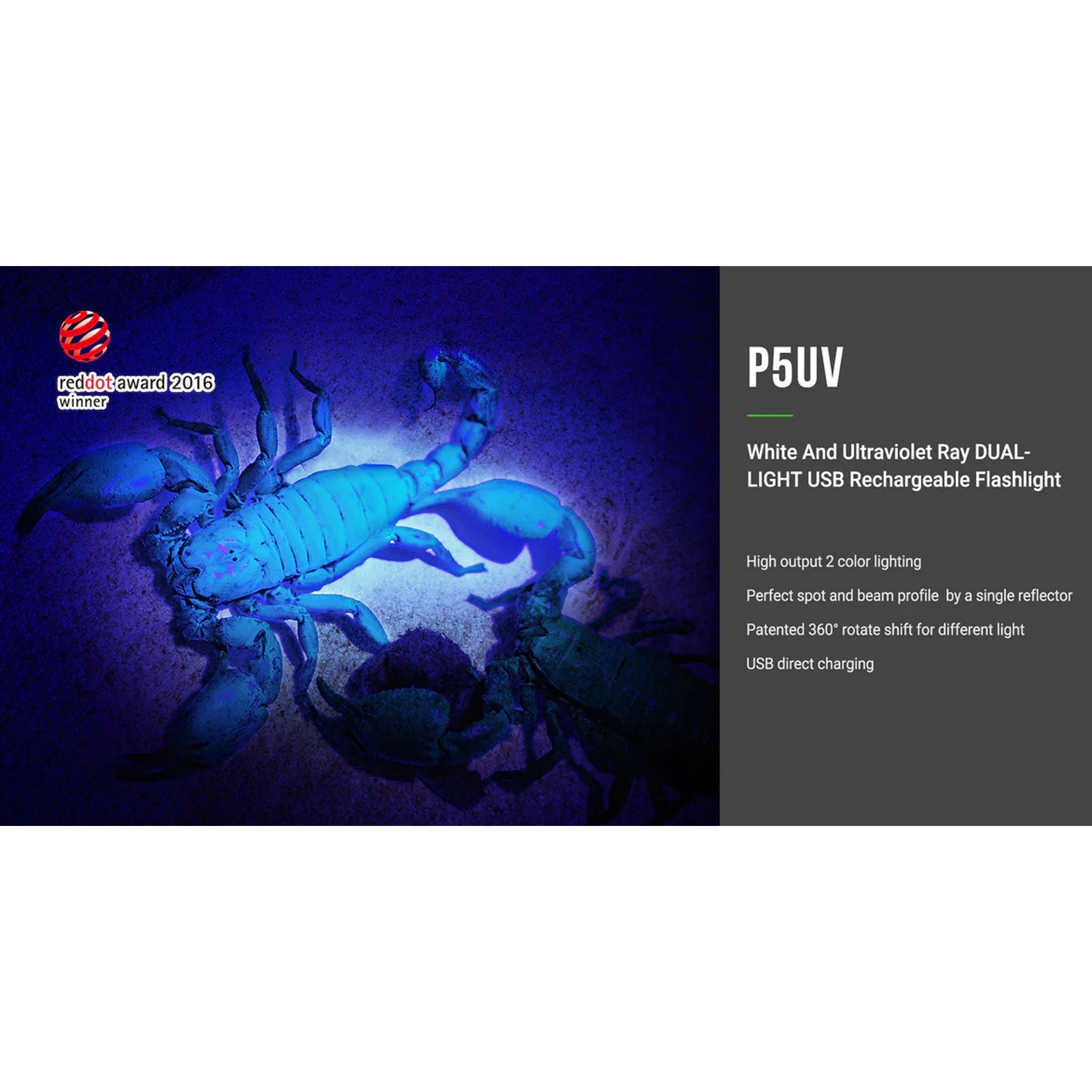 Nextorch P5UV Rechargeable Torch Dual White & UV Light