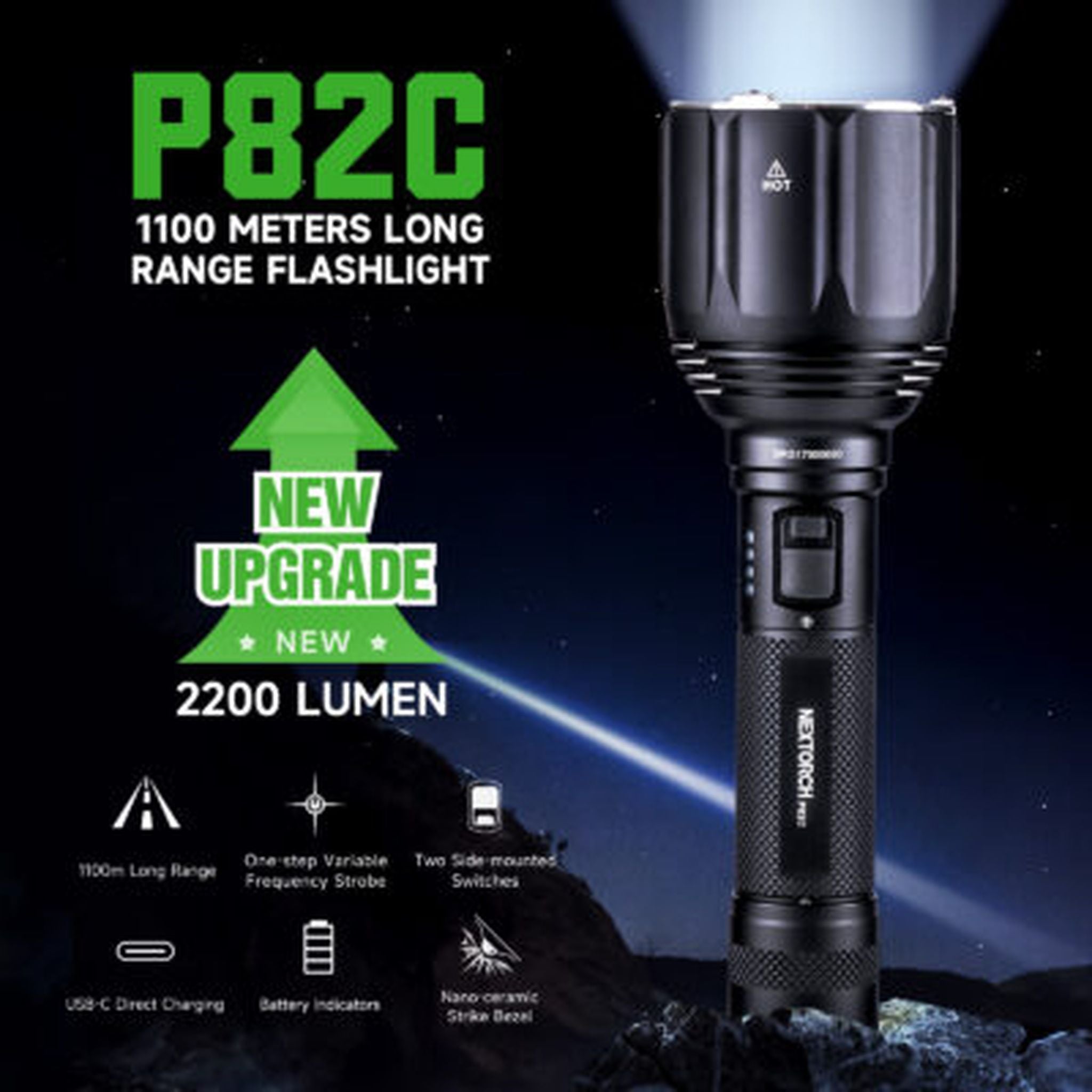 Nextorch P82C 2200 Lumen Long-Range Flashlight