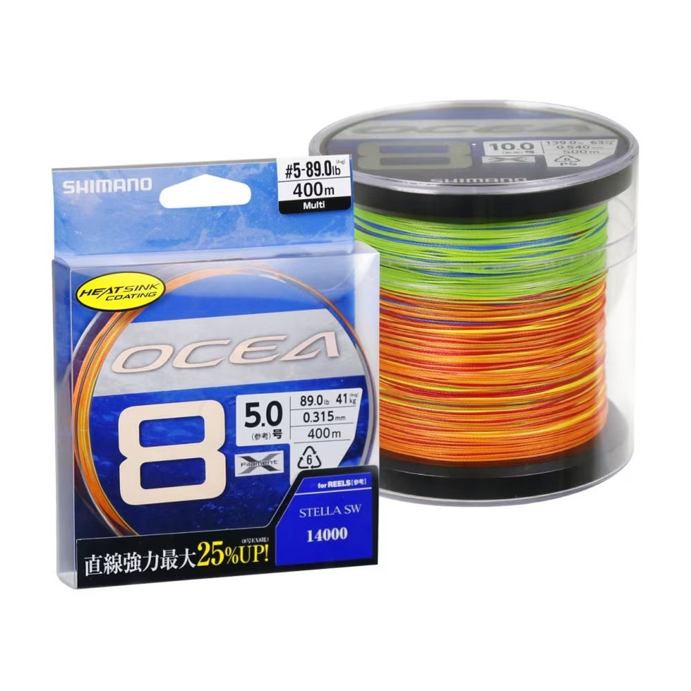 Shimano OCEA 8 PE BRAIDED LINE 400m MULTI Fishing Line