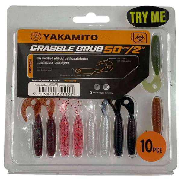 Yakamito Grabble Grub 50 Soft Plastic Grub Lure Mixed